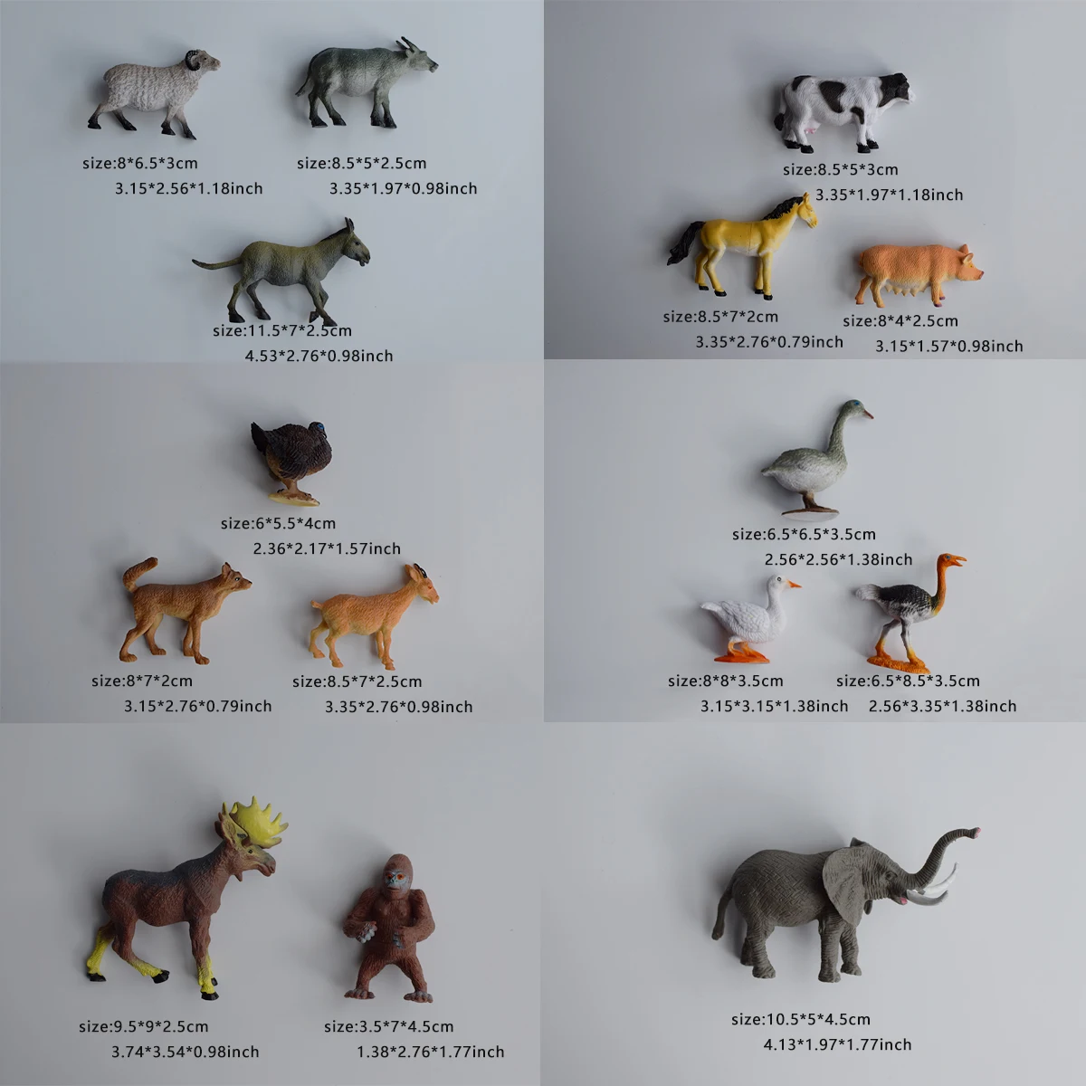 15 Models 4inch Simulated Farm + Wild Animal Set | Parent-Child Interactive Cognitive Toys | Kindergarten Teaching | Decorative Ornaments | Children's Birthday Party Gifts