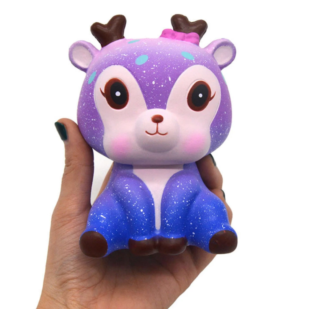 New soft and cute starry sky deer simulation animal doll PU bread material squeeze toy children's stress relief Christmas gift