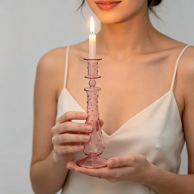 Glass Candle Holder For Wedding Centerpiece Decorative Candlestick Holder Parties, And Celebrations Candle-stick Decent Gift