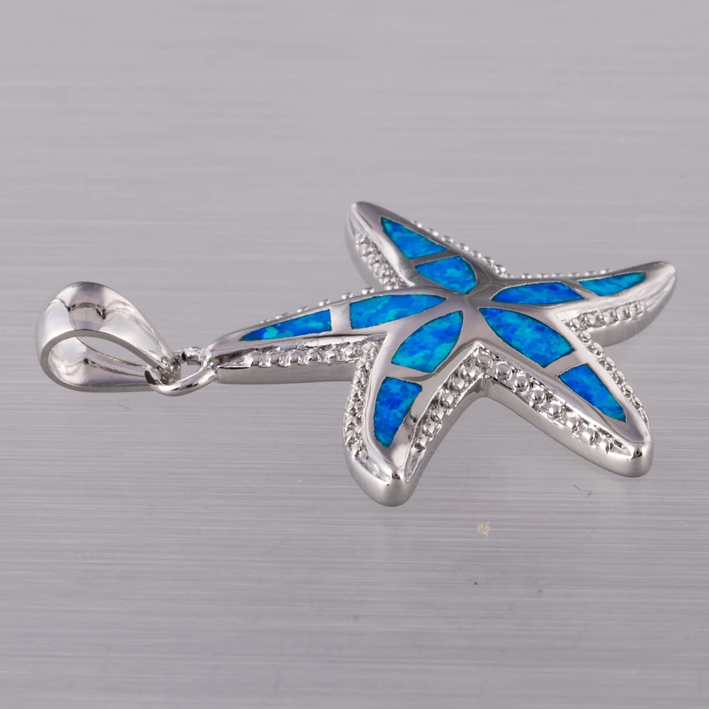 KONGMOON Starfish Ocean Blue Fire Opal Jewelry for Women Pendant for Necklace