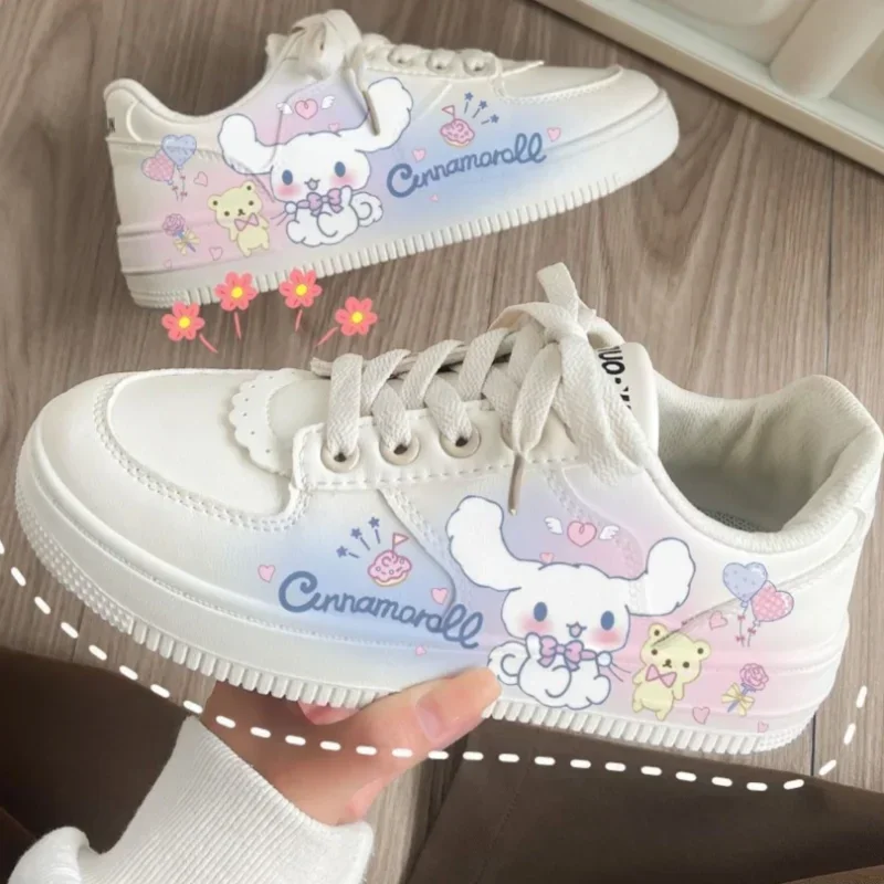 Sanrio Cinnamorroll Co Branded Off White Shoes Graffiti Girl Breathable Platform Sneakers Korean Style Student Skateboard Shoes