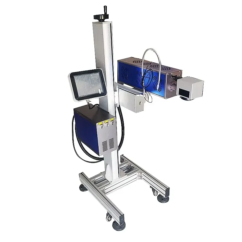 Online Flying CO2 Marking Machine Beverage Bottles Coconut Shell Engraving Printing Machine