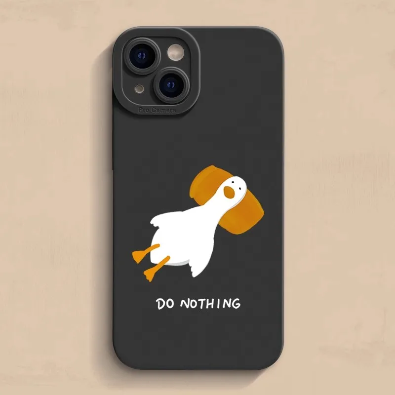 

Lazy Duck Sleep Phone Case For iPhone 16 13 15 14 12 11 Pro Max XS X XR For iPhone 16E 7 8 SE Plus 12 13 Pro TPU Cover Cases