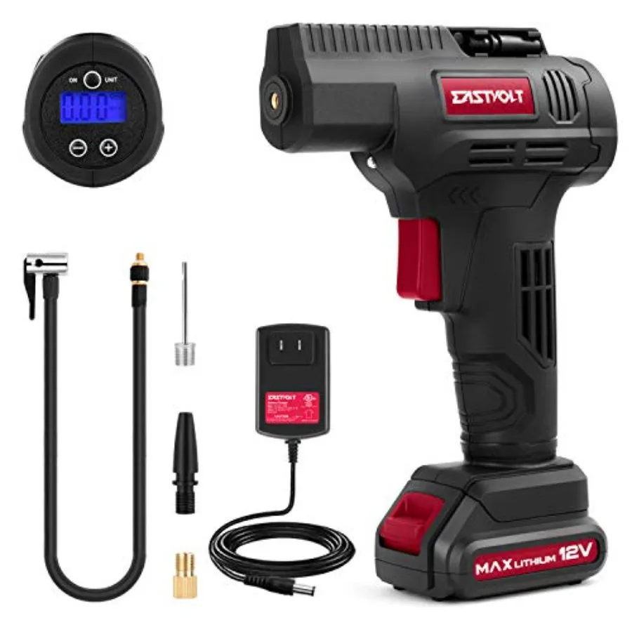 Compresor de aire inflador de neumáticos de 12V, energía eléctrica multiusos para mantenimiento automotriz, máximo 150PSI con medidor de 4 unidades