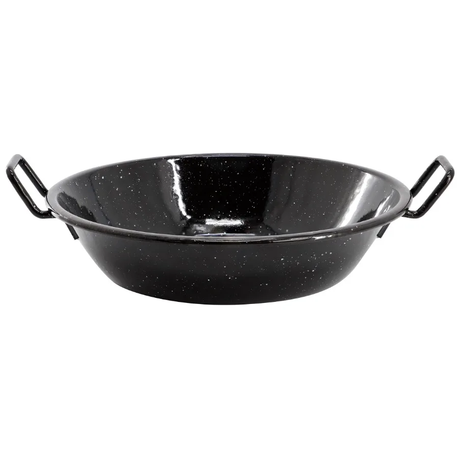 Castillo 9.5 Inch Enameled Steel Paella Pan in Speckled Black