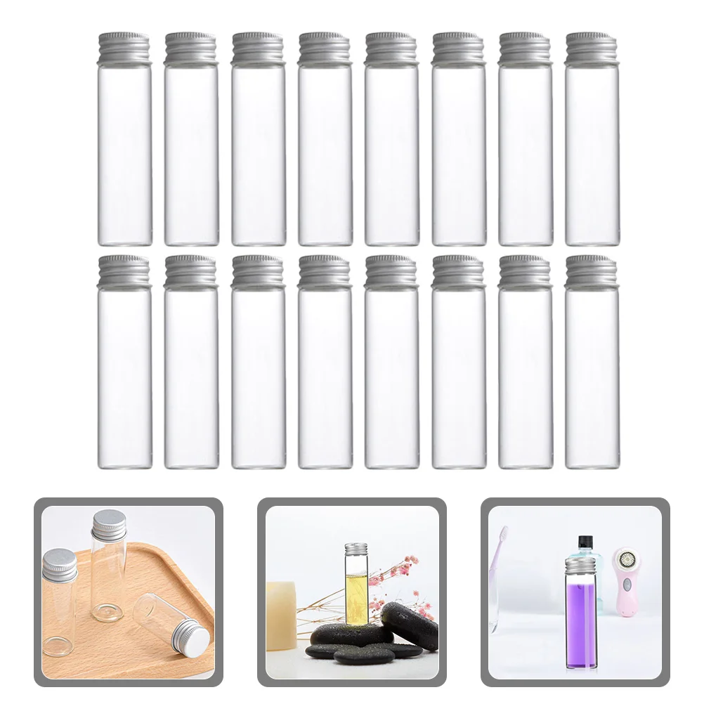 

30Pcs Glass Bottles Clear 50ml Screw Caps Ideal Lab Sample Testing Essential Oil Spice Storage Jars Match Jar Screw Caps Jars