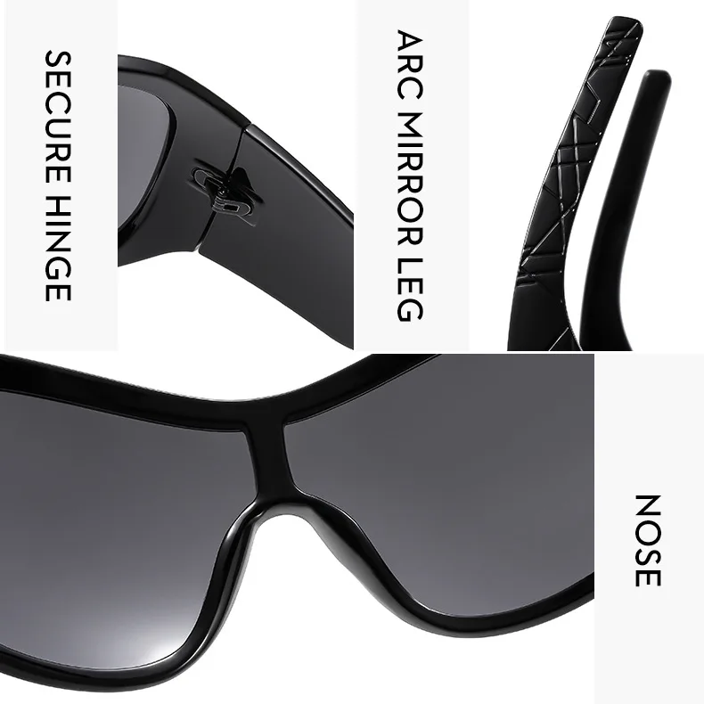Mode Marke Design Übergroßen Y2K Sonnenbrille Frauen Für Männer Trendy Vintage Luxus Großen Rahmen Outdoor Sonnenschutz Goggle UV400 – Detail 1