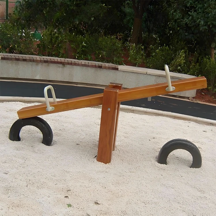 wooden seesaw play equipment, suitable for schools and parks, can accommodate 2/4 children, environmentally friendly