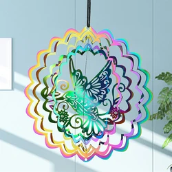 Gradient Color Hummingbird Wind Spinner Chimes Catcher Sunflower 3D Whirligigs Magical Visual Effect Hanging Yard Garden Decor