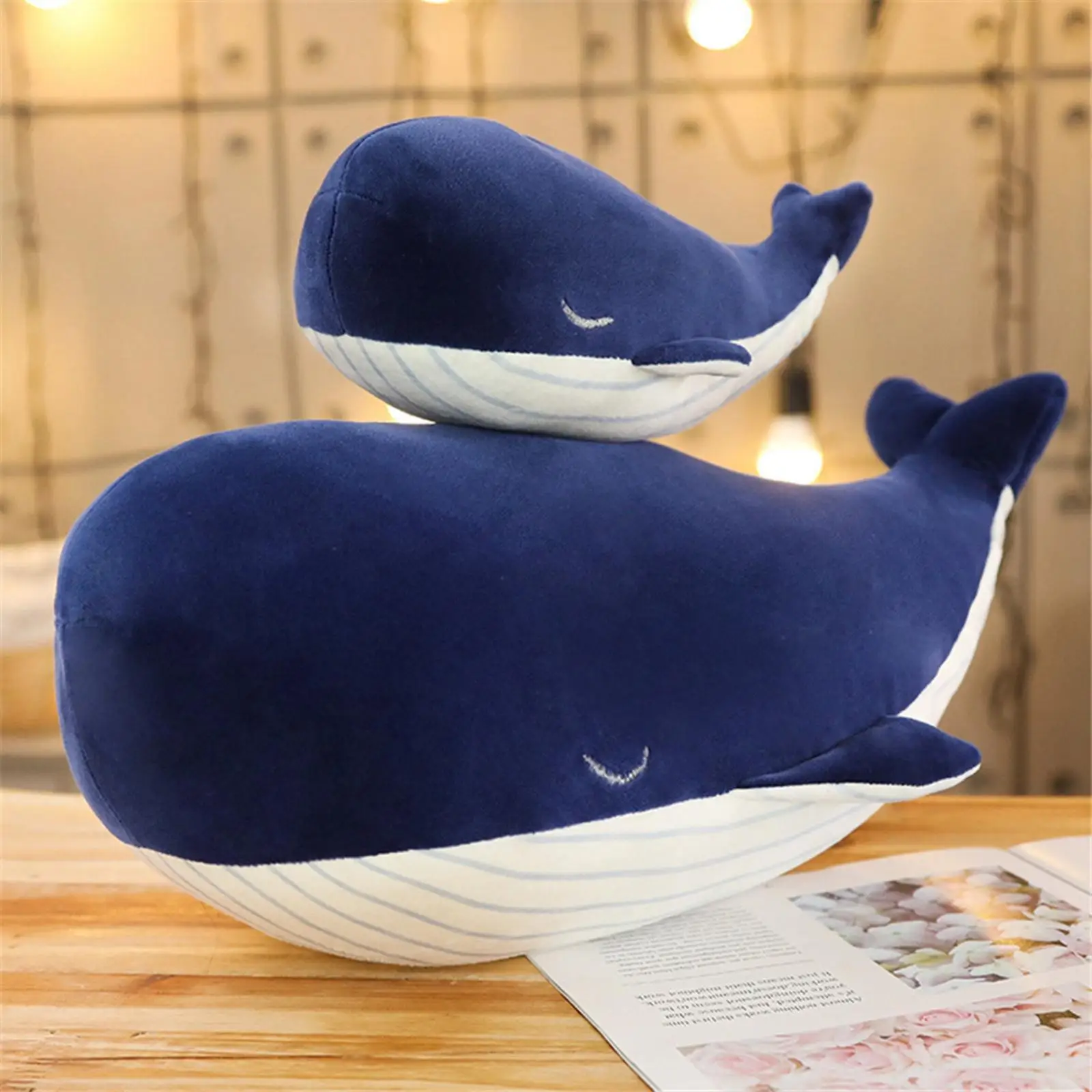 2pcs Plush Blue Animal Toy Decorative Sea Animal New Year Gift