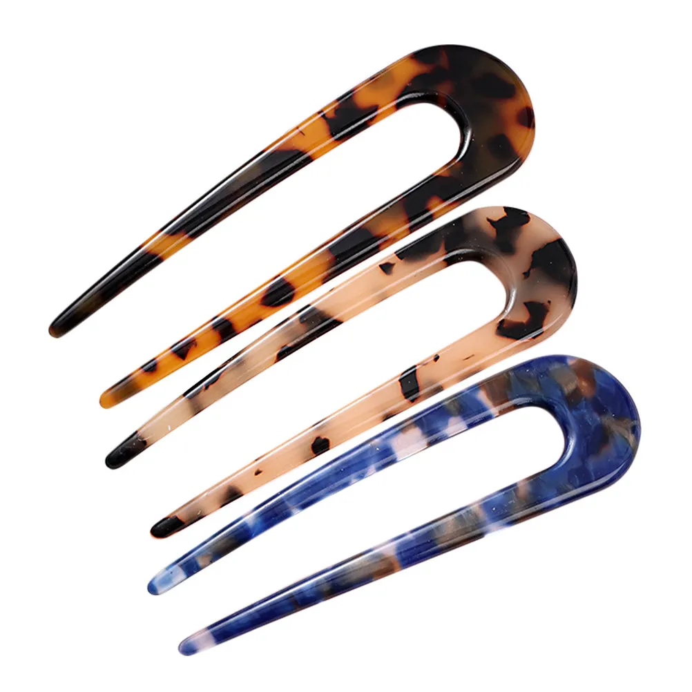 

3Pcs French Hairpins U Shape Acetate Clips Durable Hair Forks Accessories for Thick Thin Hair Women Elegant Hairstyling
