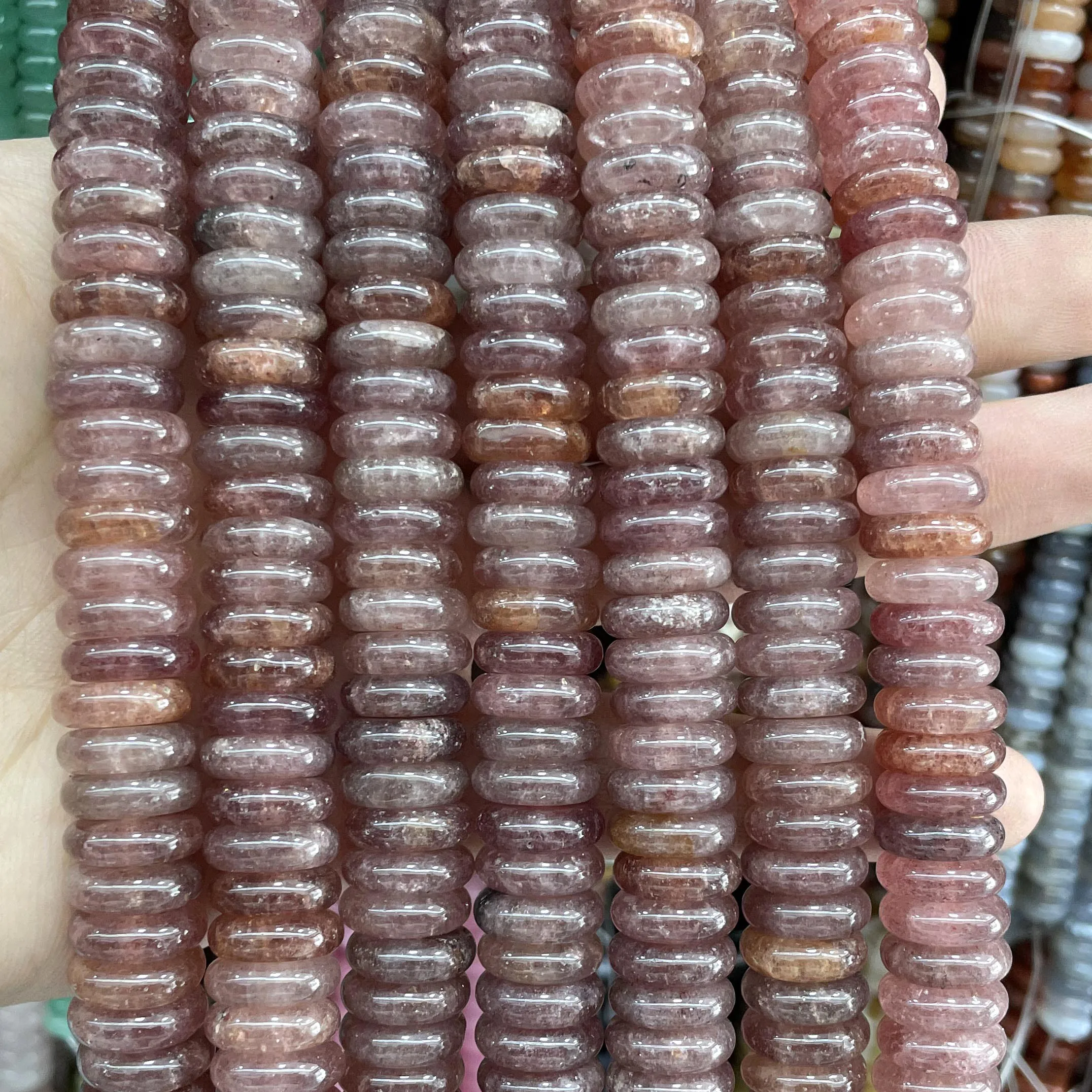 4X12MM Naturstein Rondelle 7 Chakra Quarz Jaspis Achate Flache Runde Spacer Perlen Für Schmuck Machen DIY armband Zubehör – Detail 11