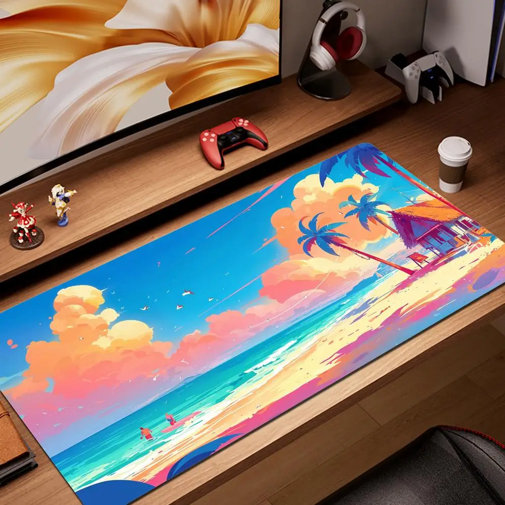 

Anime Tropical Beach Mousepad Large Gaming Mouse Pad LockEdge Thickened Computer Keyboard Table Desk Mat