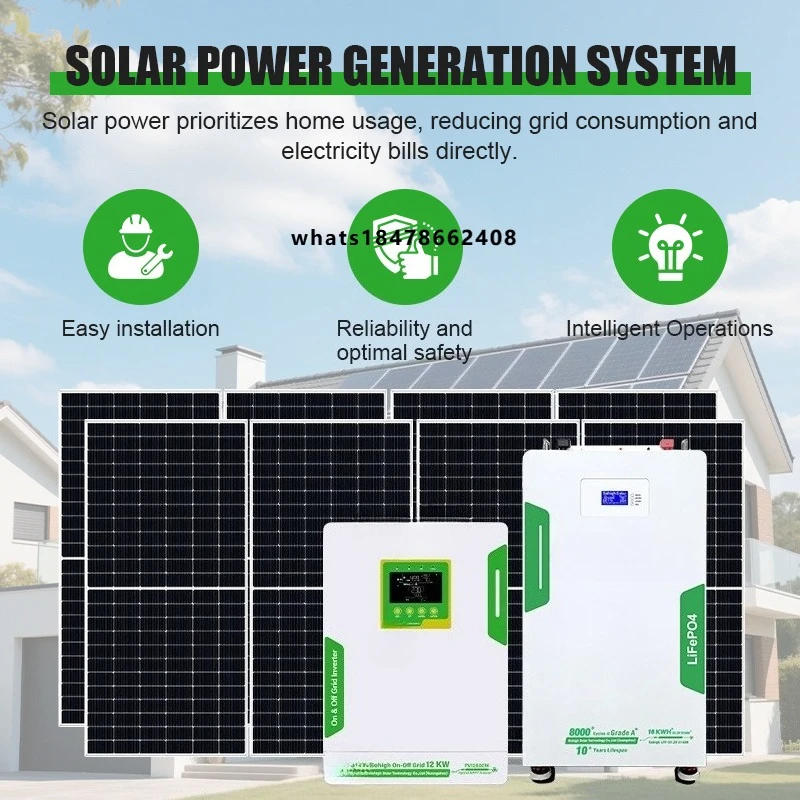 Complete Home Hybrid Solar System Kit 1KW 3KW 6KW 12KW 16KW 25KW Energy Storage System  LiFePO4 Lithium Battery Pure Sine