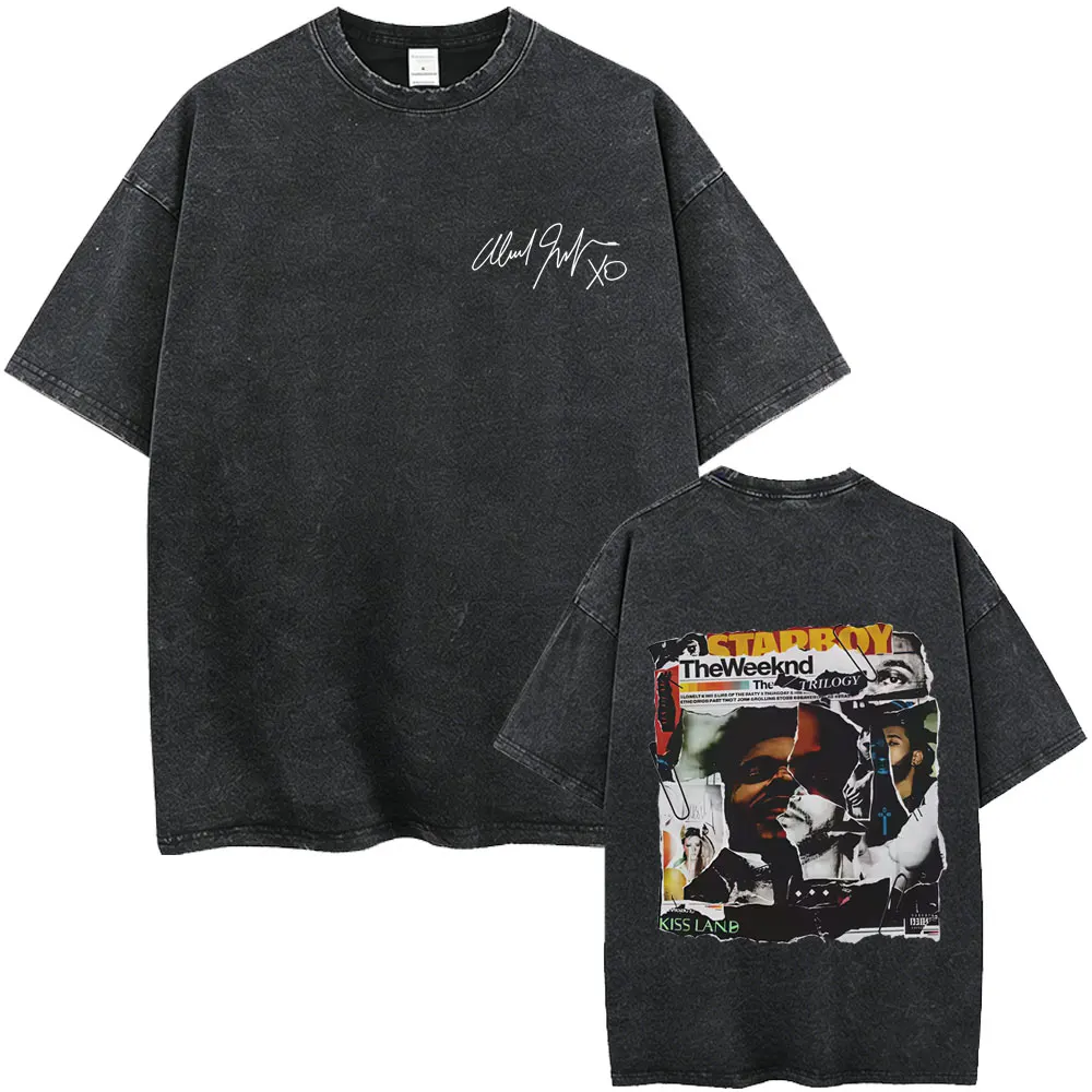 

Washed Vintage Rapper The Weeknd Music Album Cover 2026 Merch T-shirt Men Women Hip Hop Fashion Pop Music T Shirts Streetwear