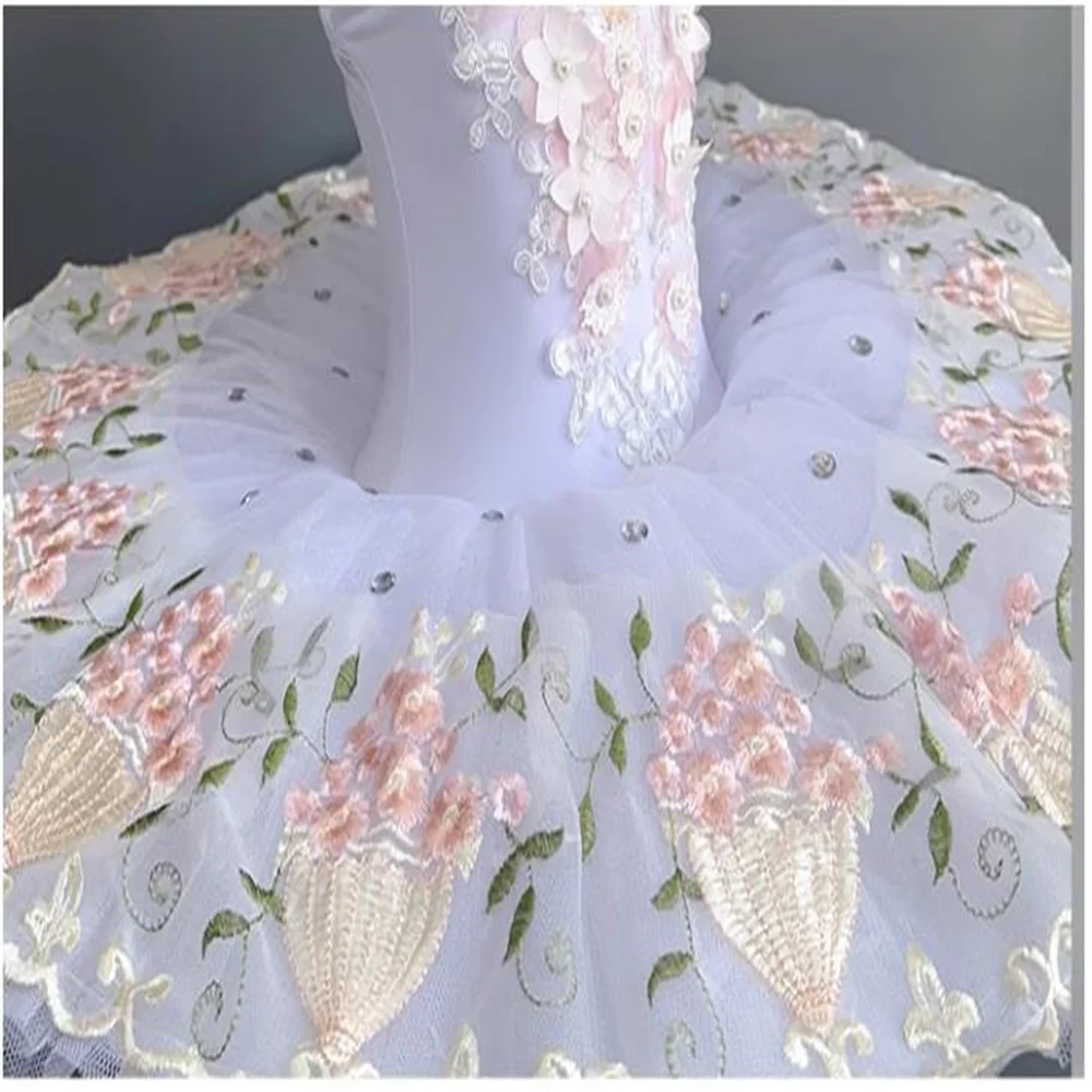 Robe de Spectacle de Ballet pour Enfants, Appliques Roses, Vêtements Professionnels FzLake, Jupe Tutu, Nouveautés