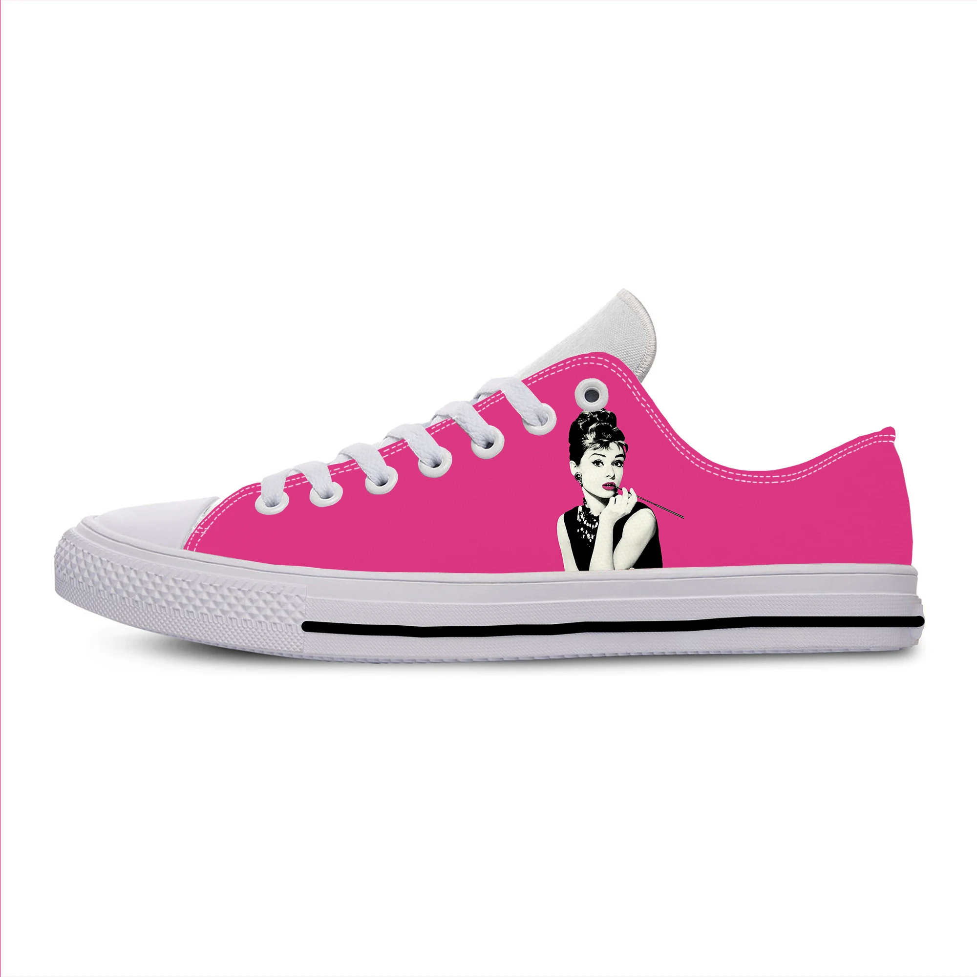 Movie Star Audrey Hepburn Cartoon Cute Fashion Casual Cloth Shoes High Top Breathable Lightweight 3D Print Men Women Sneakers