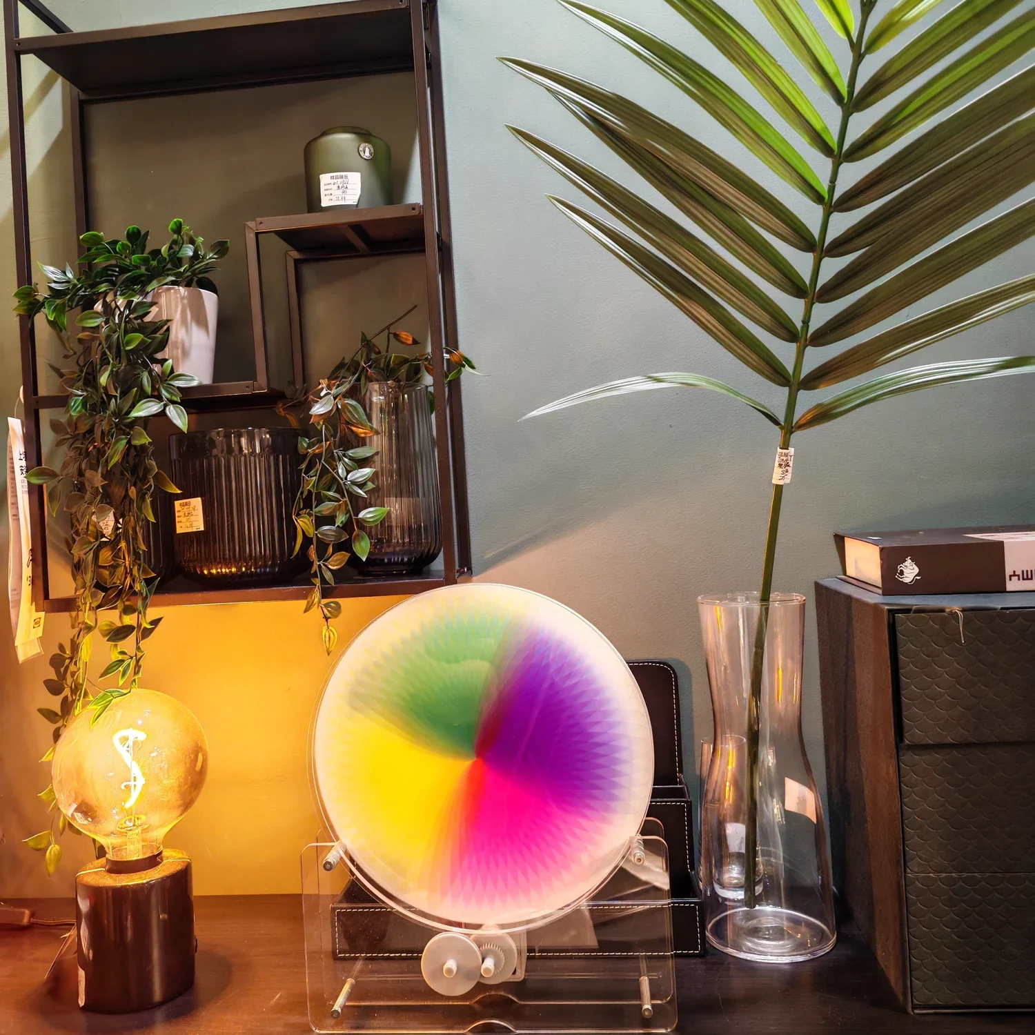 Three Primary Colours Rotating Palette - Rainbow Gradient Acrylic Ornament High-grade Home Office Desktop Furnishings