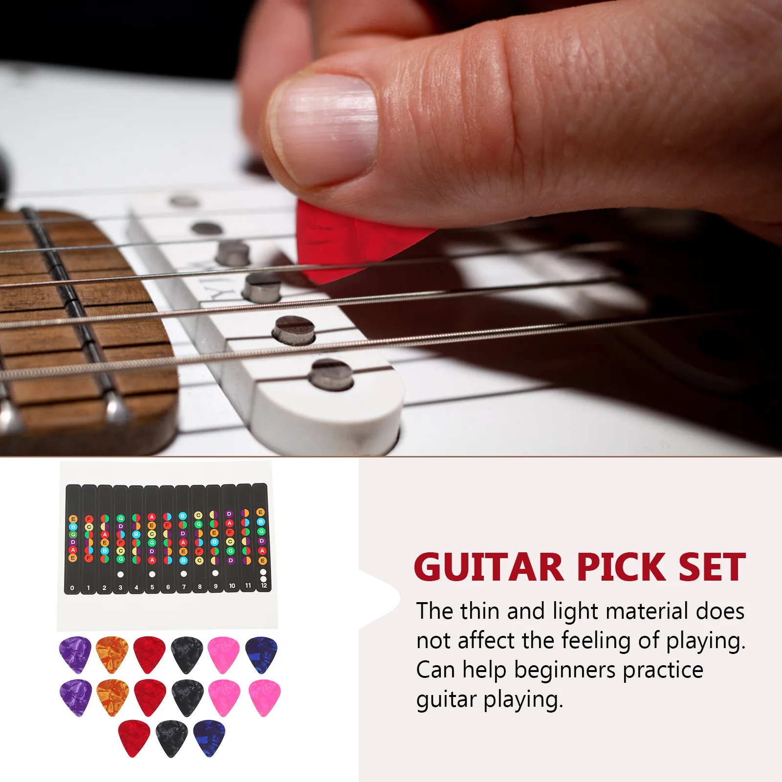 

3 Sets Guitar Sticker Pick Finger Board Stickers Decals Accessories Learning Helping