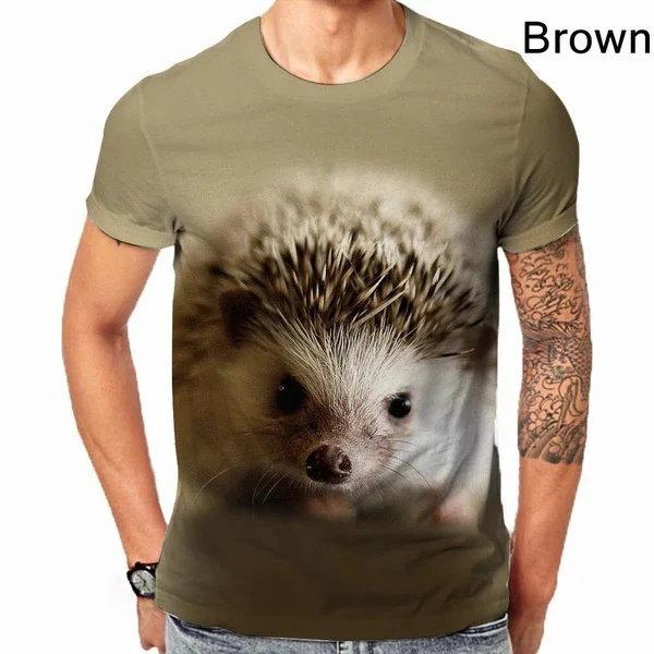 Men and Women Fashion 3d Hedgehog Pattern Printed T Shirt Funny Short Sleeves T Shirt Tops