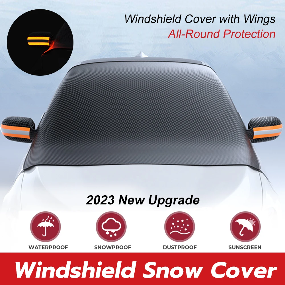 

2024 Upgrade Windshield Cover for Snow Magnetic Mount Car Sunshade Windshield Snow Cover Waterproof with Mirror Cover 4 Seasons