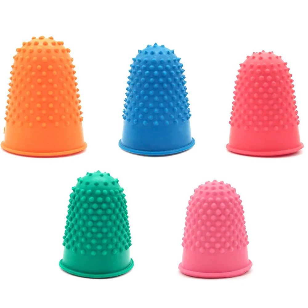 5PCS Silicone Finger Protectors Thimble Protectors Sleeve Tips Guard Fingertip Thumb Cots Pads for  Embroidery Sewing Cutting