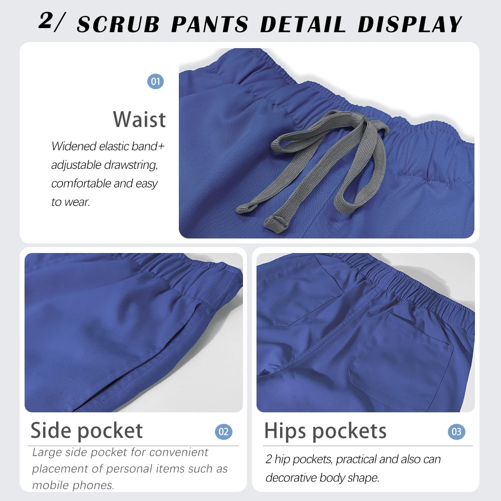 V-Neck Short Sleeve Elastic Scrub Set Unisex Medical Doctor Surgical Overalls Operating Room Workwear Clinical Clothes for Nurse