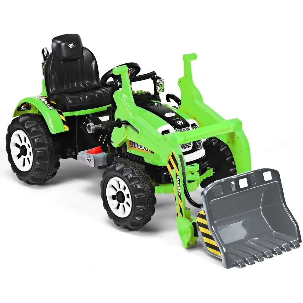 

Battery-Powered 12V Ride-On Excavator with 2-Speeds, Loader Bucket, Horn, Safety Belt for Kids 3-8 Years (Green)