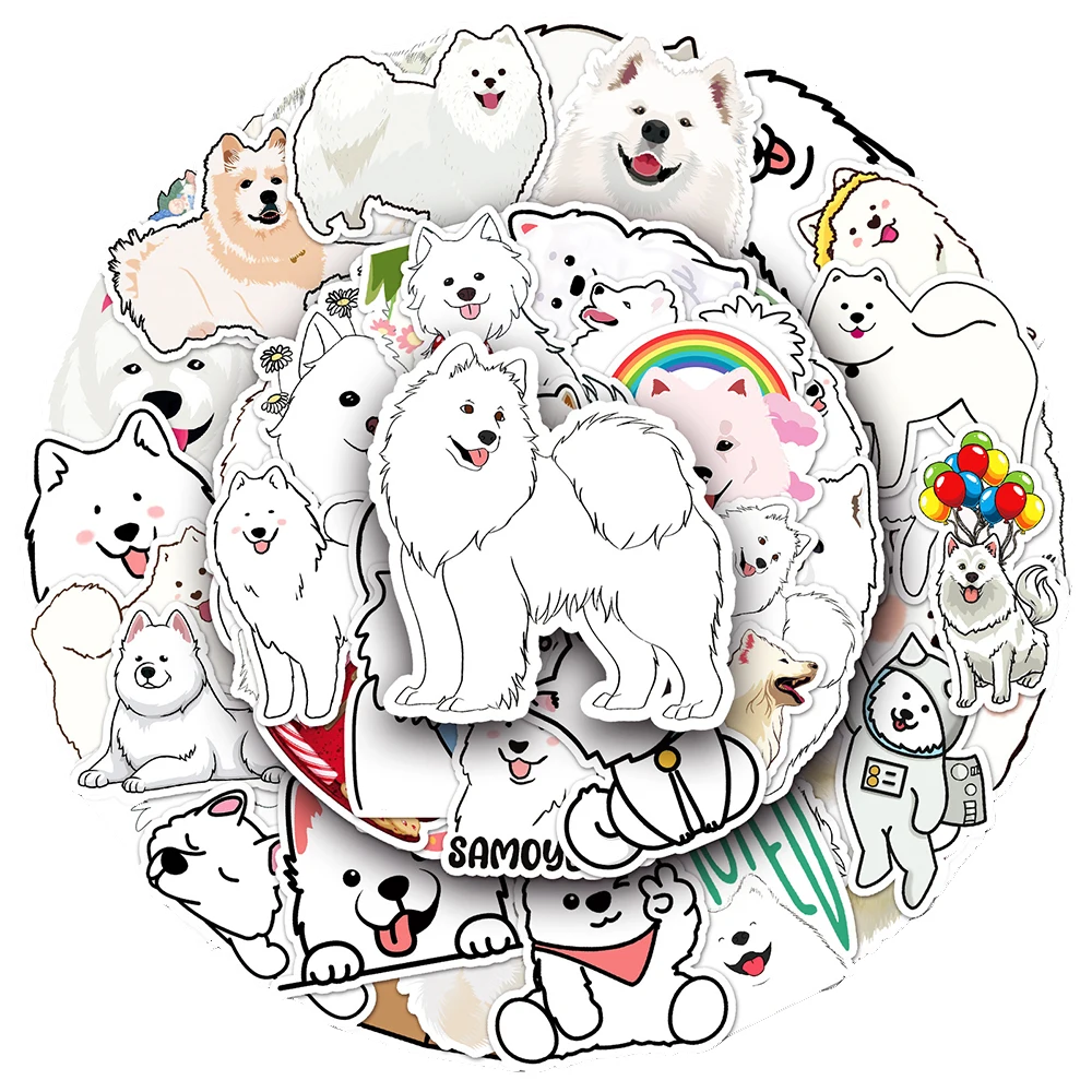 10/30/50Pcs Samoyed pies naklejki Anime kreskówka z uroczymi zwierzętami naklejka motocyklowa Laptop Notebook walizka PVC zabawki dla dzieci