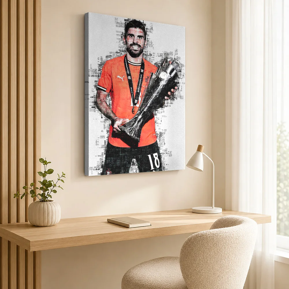 Martin Zubimendi Soccer Tribute Framed Canvas Print Poster Bold Style Wall Art With Customized Photo For Home Gym Ideal Fan Gift