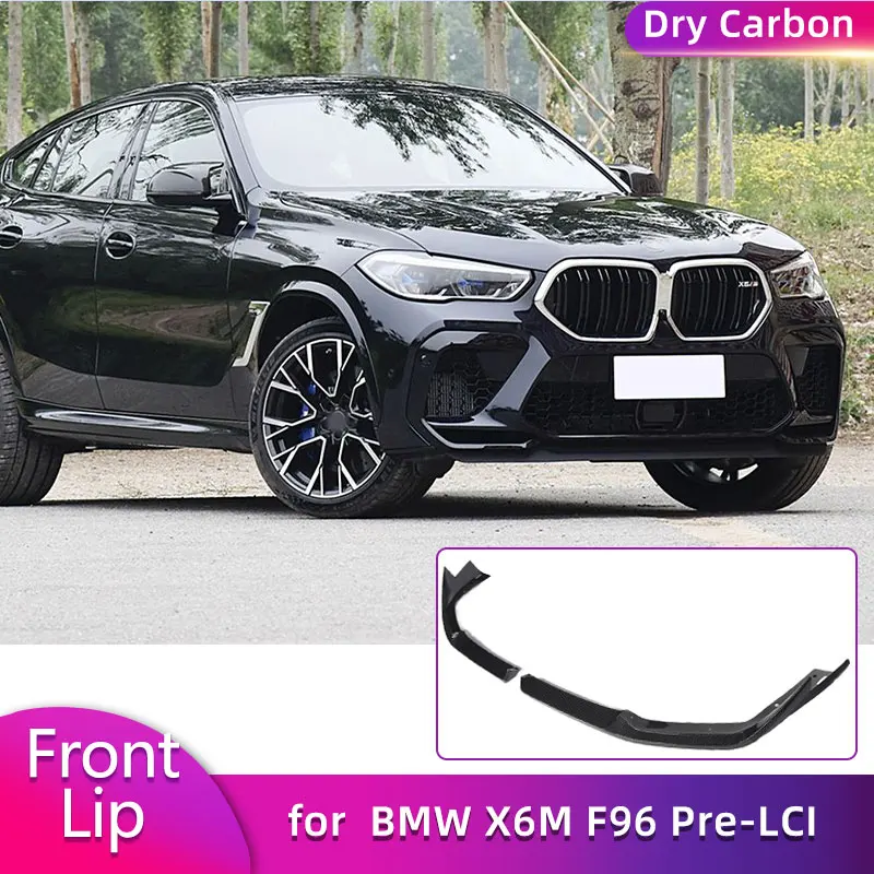 

Prepreg Dry Carbon Front Bumper Lip Spoiler for BMW X6M F96 Pre-LCI 2020-2022 Car Racing Front Lip Chin Apron Guard Body Kits