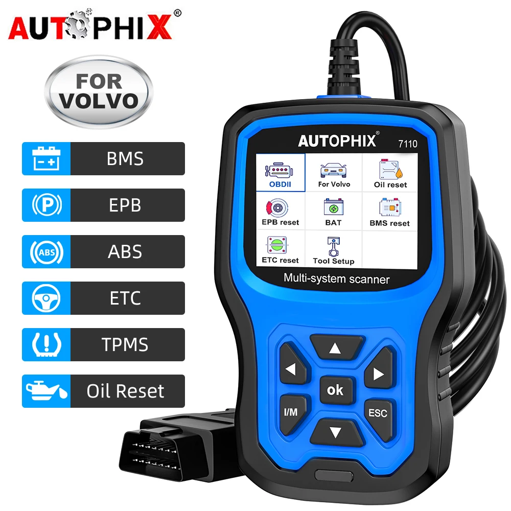 

AUTOPHIX 7110 OBD2 Scanner Diagnostic Tools Auto Code Reader Battery Check BMS DPF EPB Oil Reset All Systems Scan Tool For Volvo