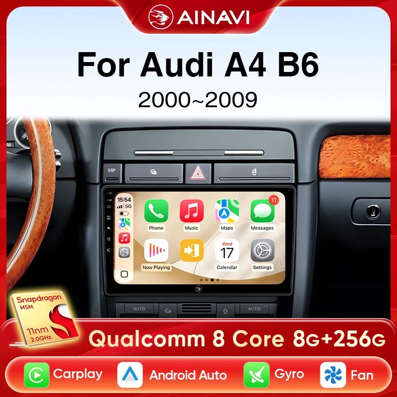 

Мультимедийный плеер Ainavi для Audi A4 B6 2000-2009 Carplay Android Auto автомобильный радио стерео 4G Wi-Fi