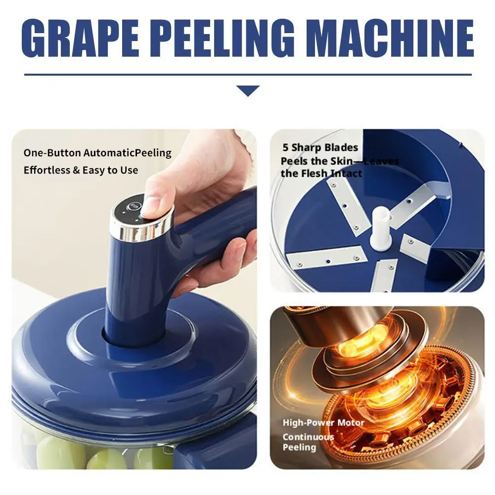 

Automatic Grape Peeling Machine Portable Skin Remover For Berries Tomato Cherry Garlic Home Gadget For Camping Picnic Travel
