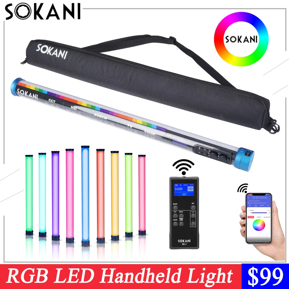 SOKANI X25 RGB Light Stick Handheld Tube Stick Colorful Lamp LED Video Light Remote Control for Photography Video Lighting