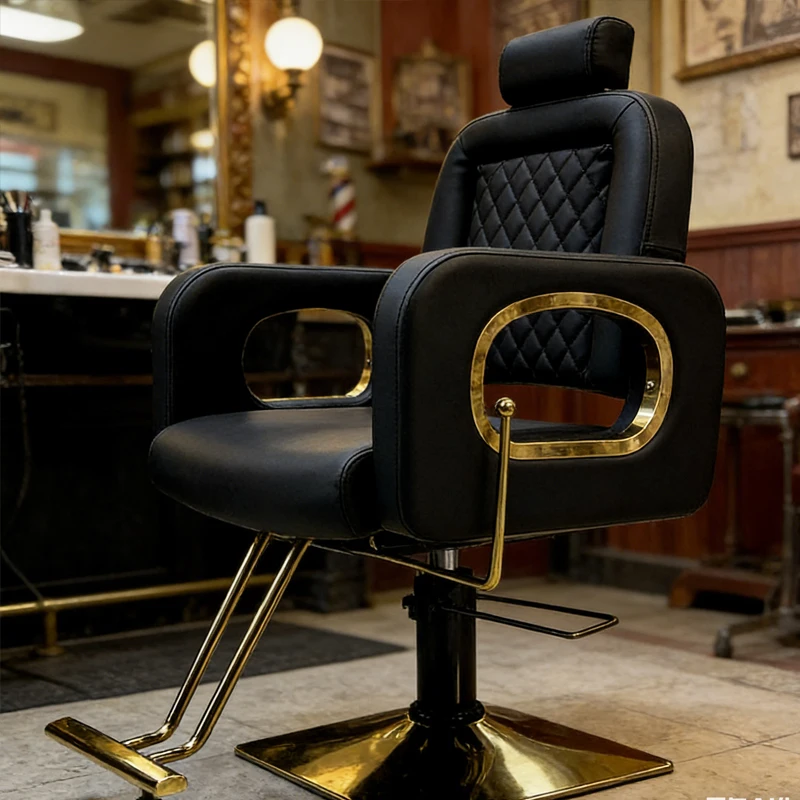 Barber Shop Black Hair Salon Styling Adjustable Rotation Barber Chair