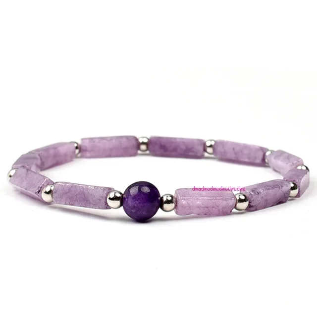 Amethyst square bead bracelet, simple fashion charm gravel bracelet for women