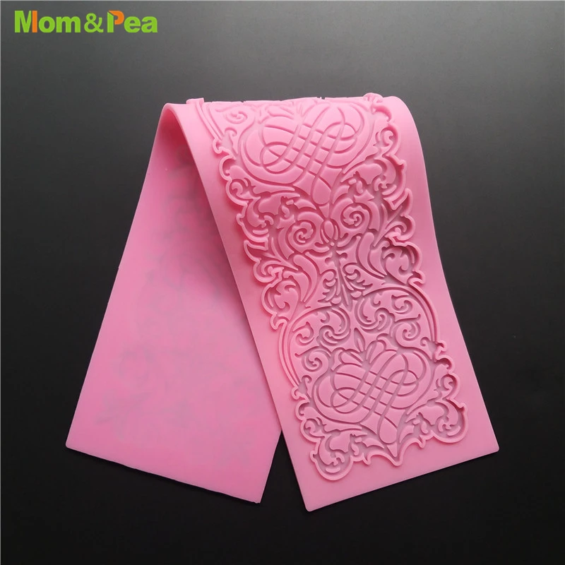 

Mom&Pea GX156H Line Embossment Lace Pad Silicone Mould Cake Decoration Fondant Cake 3D Mold Food Grade