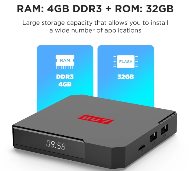 [أصلي] أحدث صندوق تلفزيون ذكي SU7 4GB 32GB AI التحكم الصوتي Wifi6 8K UHD الإصدار العالمي أفضل مشغل الوسائط PK Evpad/Svicloud Box