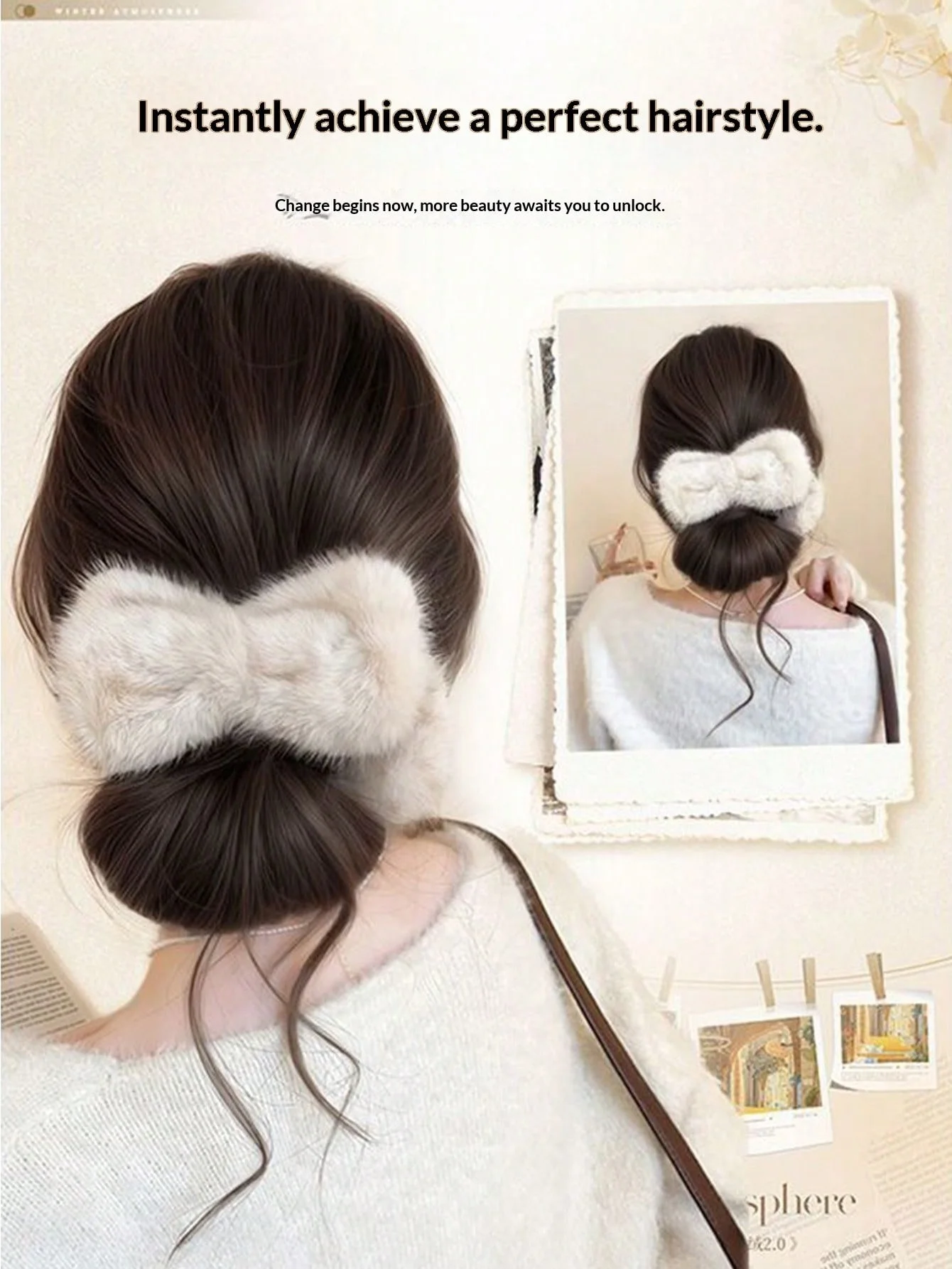 Low Side-Tie Synthetic Claw Clip Ponytail Hair Extensions With Elegant Lazy Style Dragon Beard Bun Hairpiece for Women Daily Us view 4