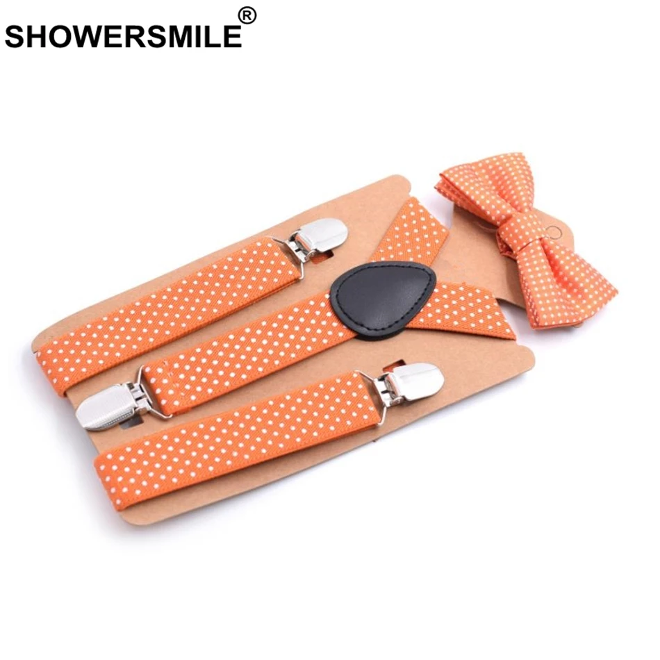 SHOWERSMILE Children Suspenders And Bow Ties Purple Unisex Trousers Braces For Boys Grils Wedding Fashion Suspenders Kids