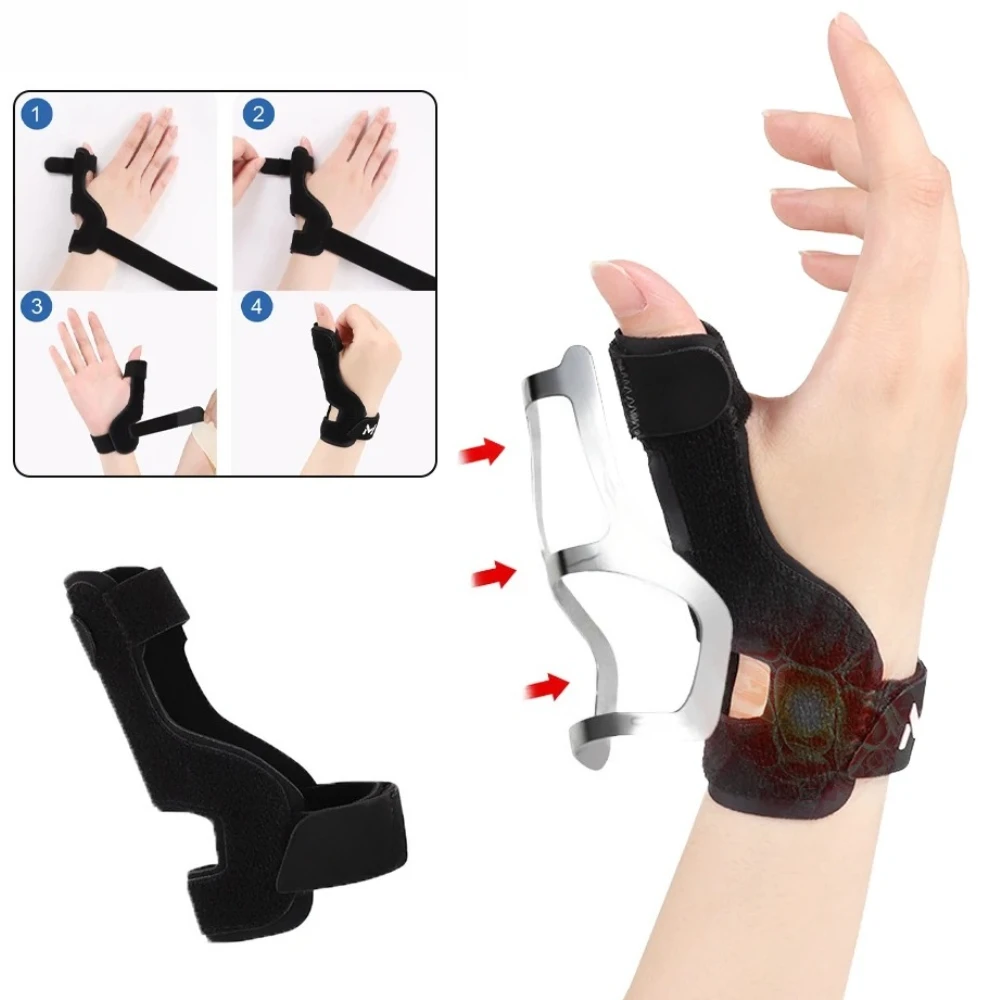 Soporte para pulgar, placa de aluminio fina y ligera, transpirable, funda fija para tendón del pulgar, férula para el pulgar, mano izquierda y derecha, 1 Uds.