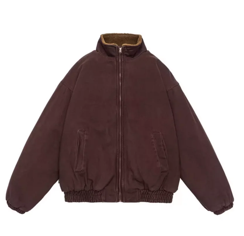 

Winter style wool and thick lamb wool American retro workwear jacket cotton jacket