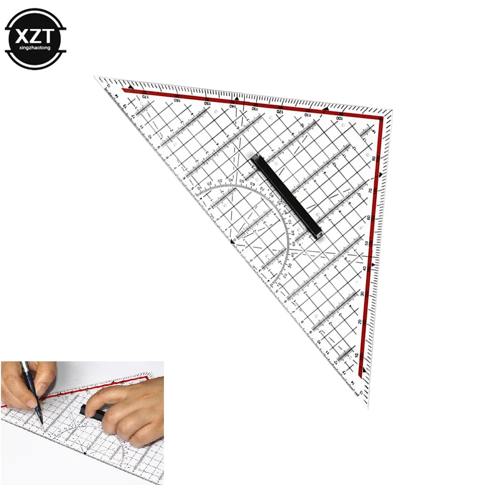 Useful 30CM Drawing Triangle Ruler Protractor Measurement Ruler With Handle Multi-function Drawing Design Ruler Stationery