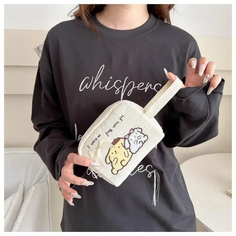 الكرتون سانريو كورومي بلدي ميلودي Pochacco سينامورول Handless محفظة نسائية للعملات المعدنية سعة كبيرة حقيبة مفاتيح المحمولة حقيبة مستحضرات تجميل نسائية