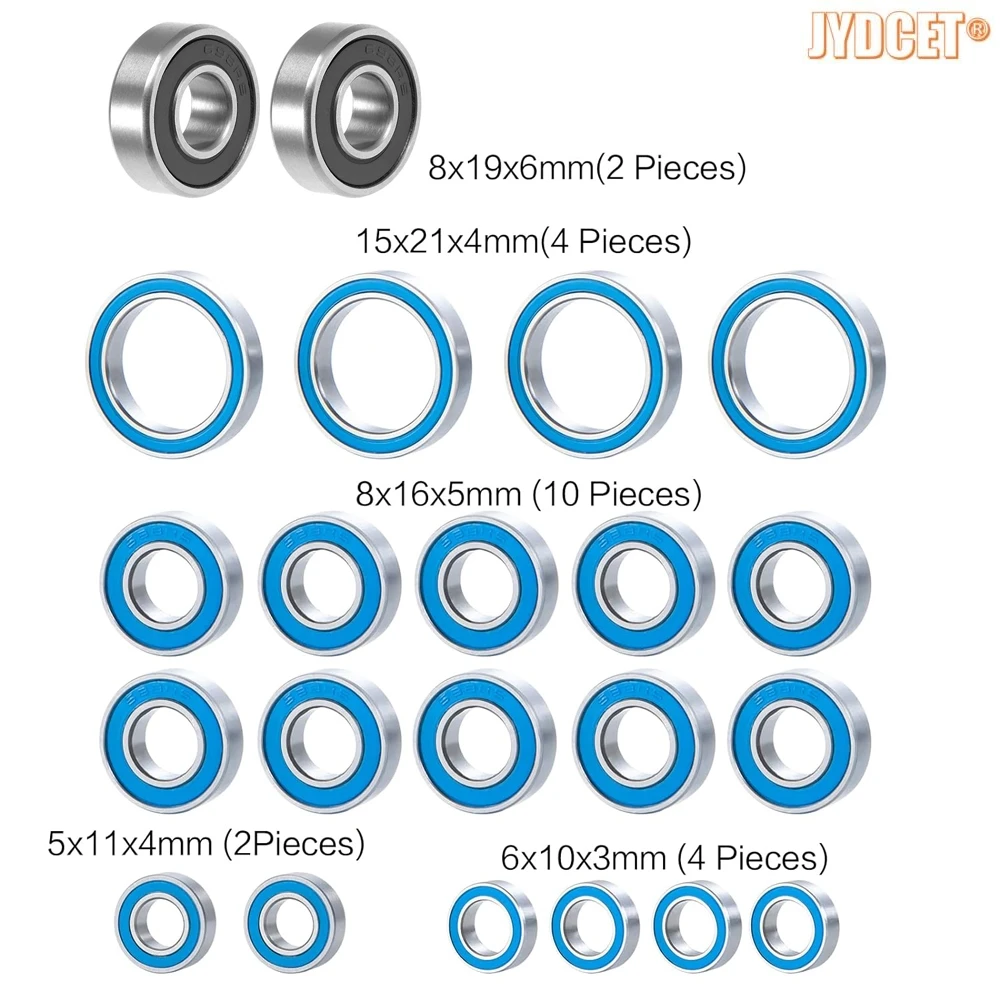 

22pcs Rubber Sealed Bearing Kits - Precision High Speed Bearing for RC 1/8 ARRMA Kraton 6s, Typhon 6S