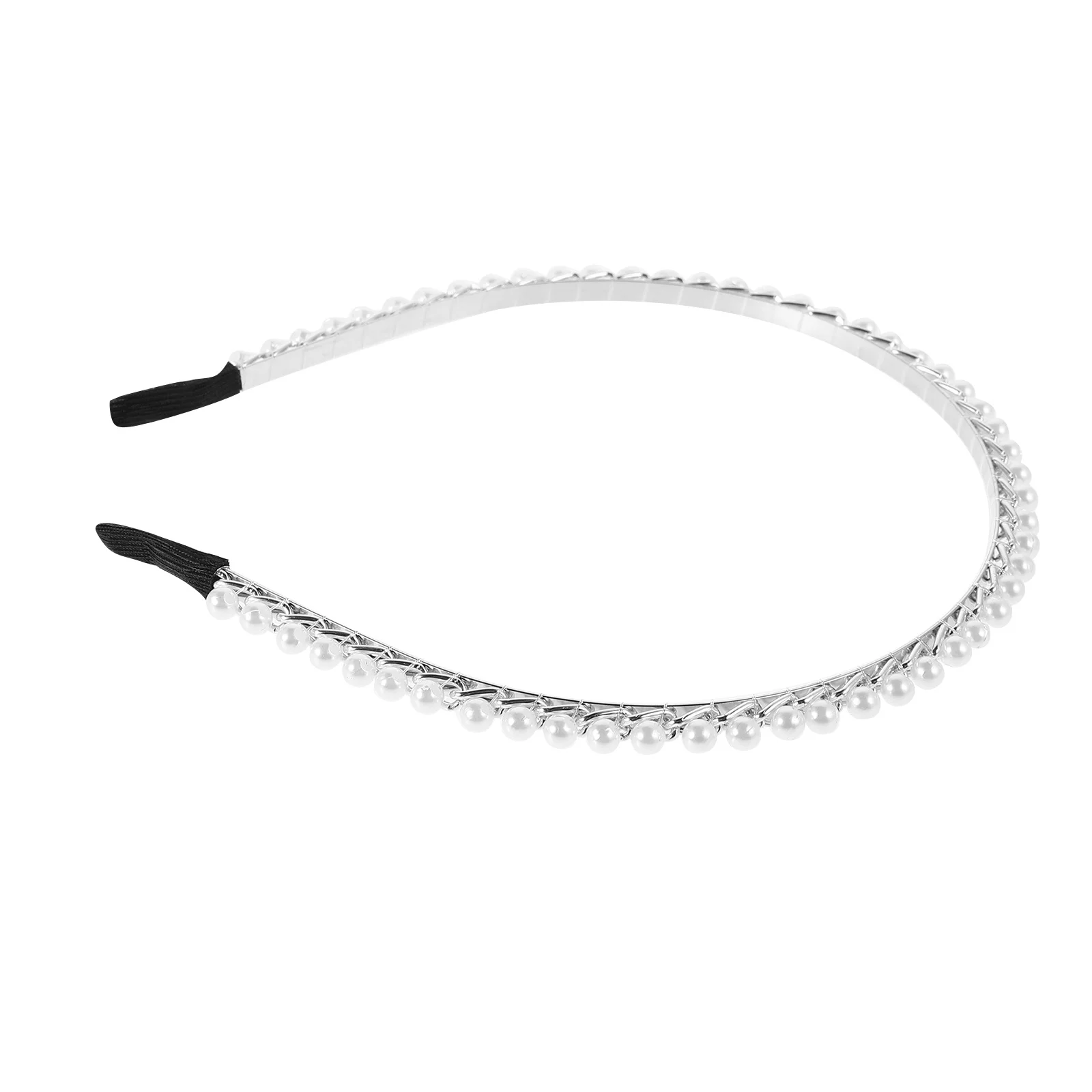 

Wedding Bridal Headband Silver Pearl Narrow Metal Headpiece Bride Hairband for Women Elegant Wedding Hair Accessories