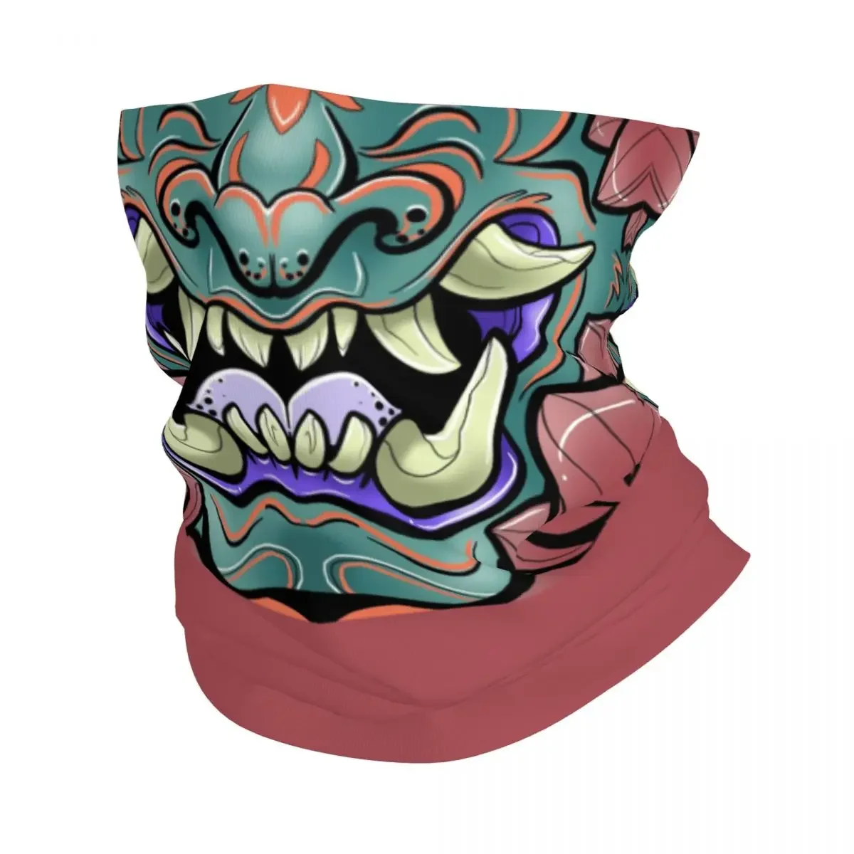 Oni Face Winter Headband Neck Warmer Women Men Ski Hunting Tube Scarf Japan Samurai Demon Face Bandana Gaiter