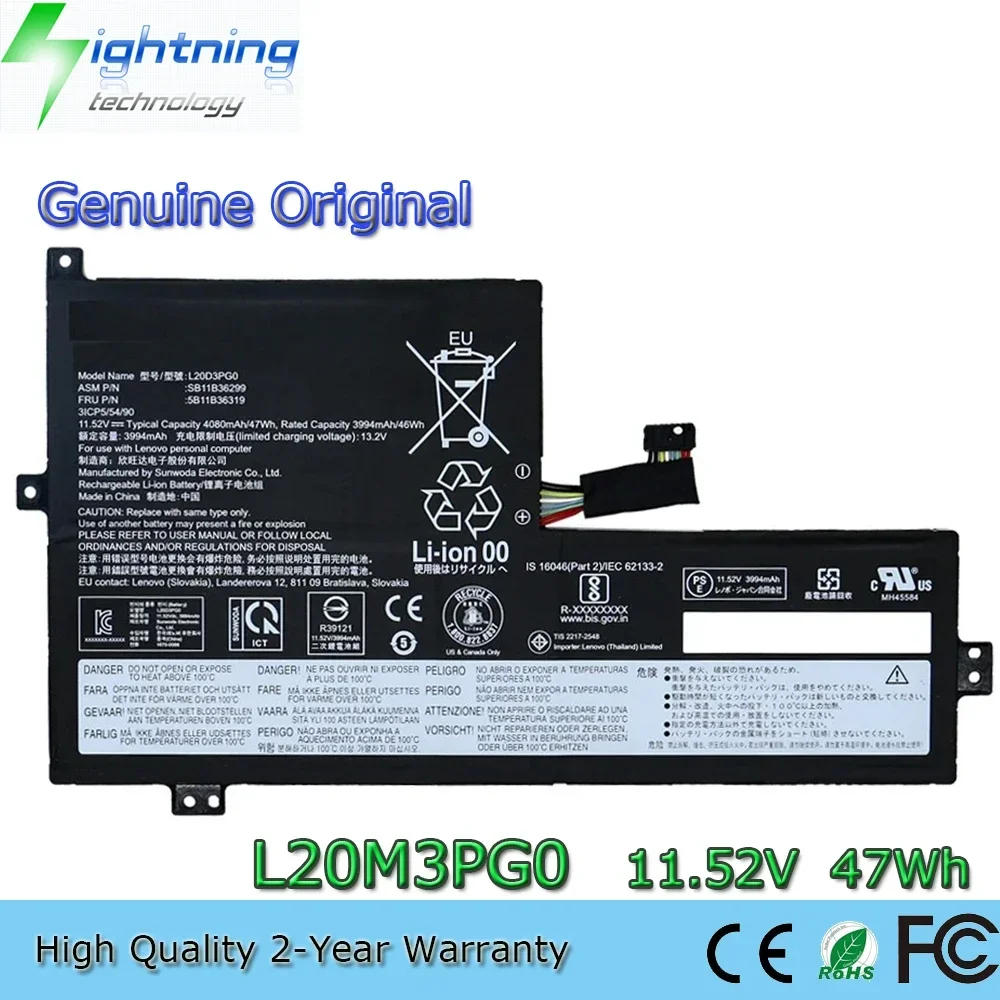 

Новый оригинальный аккумулятор для ноутбука L20M3PG0 11,52 В 47 Втч для Lenovo Flex 3 Chrome 100 Вт 300 Вт 500 Вт Gen 3 100e 300e 500e L20L3PG0 и т. д.