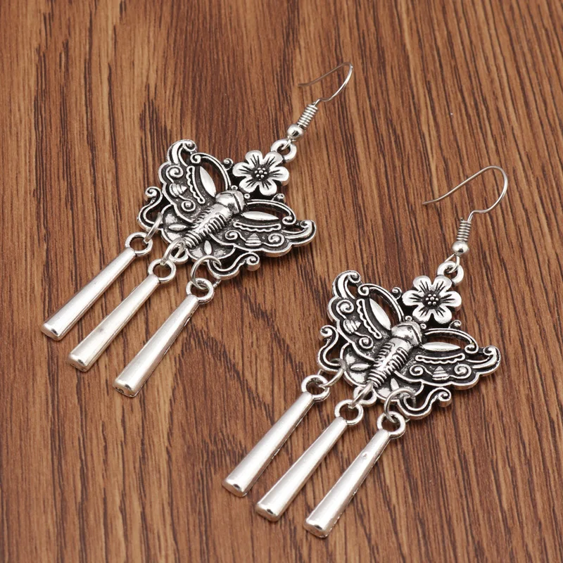 Aihua Mode Aussage böhmischen Vintage ethnischen großen runden Tropfen Ohrring lange geschnitzte Blumen Tropfen Ohrringe für Frauen – Detail 25